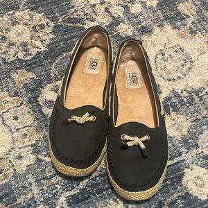 UGG Women's Black Moccasins with Tan Accents